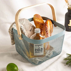 Metal Basket with Wood Finish Handle image 3