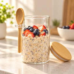Glass Storage Jar with Bamboo Lid & Spoon