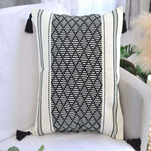 Boho Knit Throw Pillow With Tassels