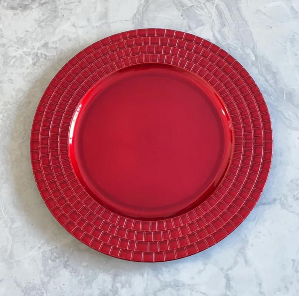 Charger Plates - Red Cube Rim image