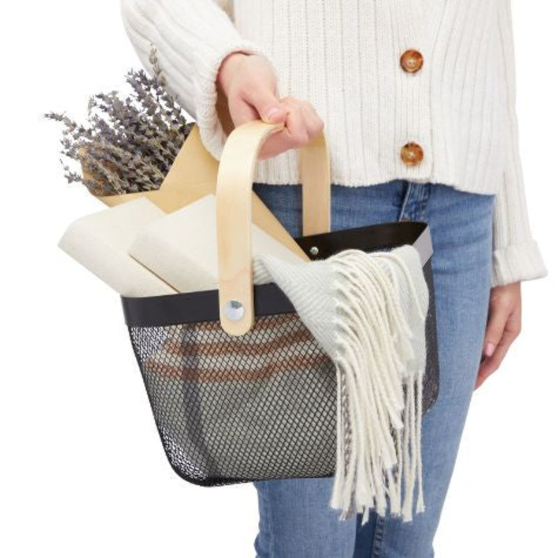 Metal Basket with Wood Finish Handle image 0