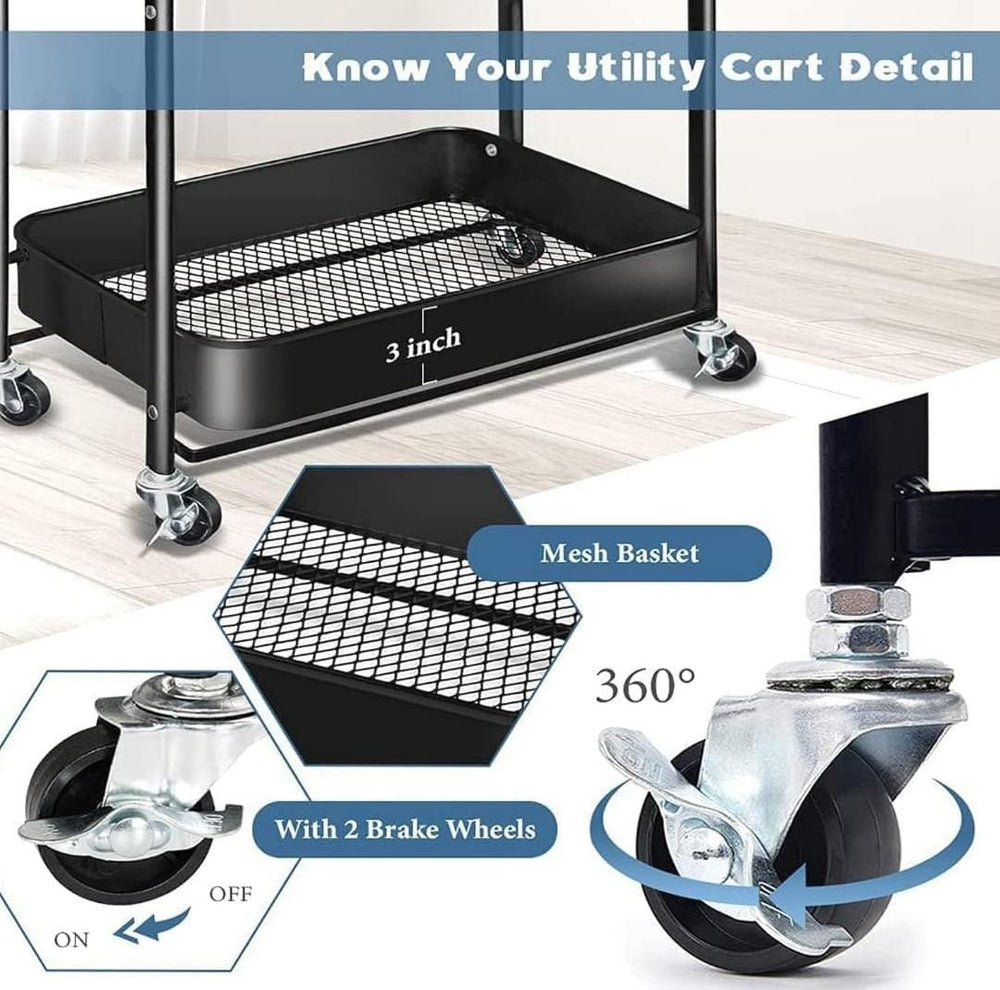Collapsible 3 Tier Metal Cart image 3