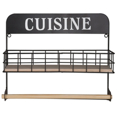 Black & Wood Kitchen Shelf & Towel Holder image 1