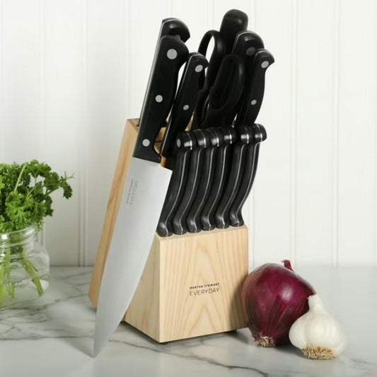 Martha Stewart Keswick 14 Piece Stainless Steel Knife Set with Wood Block