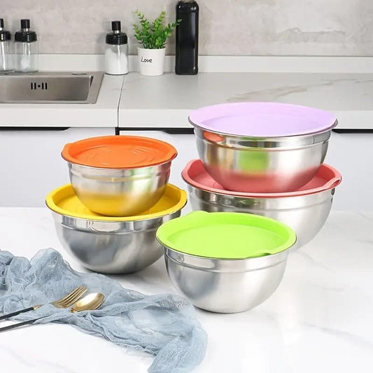 5 Piece Stainless Steel Salad Bowl with Lid