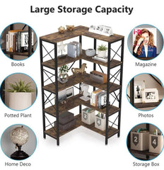 Corner Bookshelf with Metal Frame