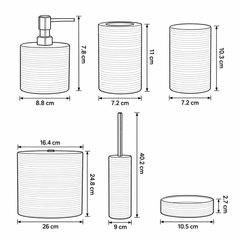 Ribbed Black & Bamboo 6-Piece Bathroom Accessory Set