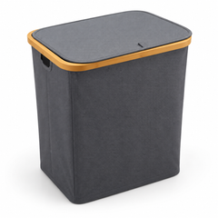 Collapsible Fabric Storage Basket with Lid – Grey