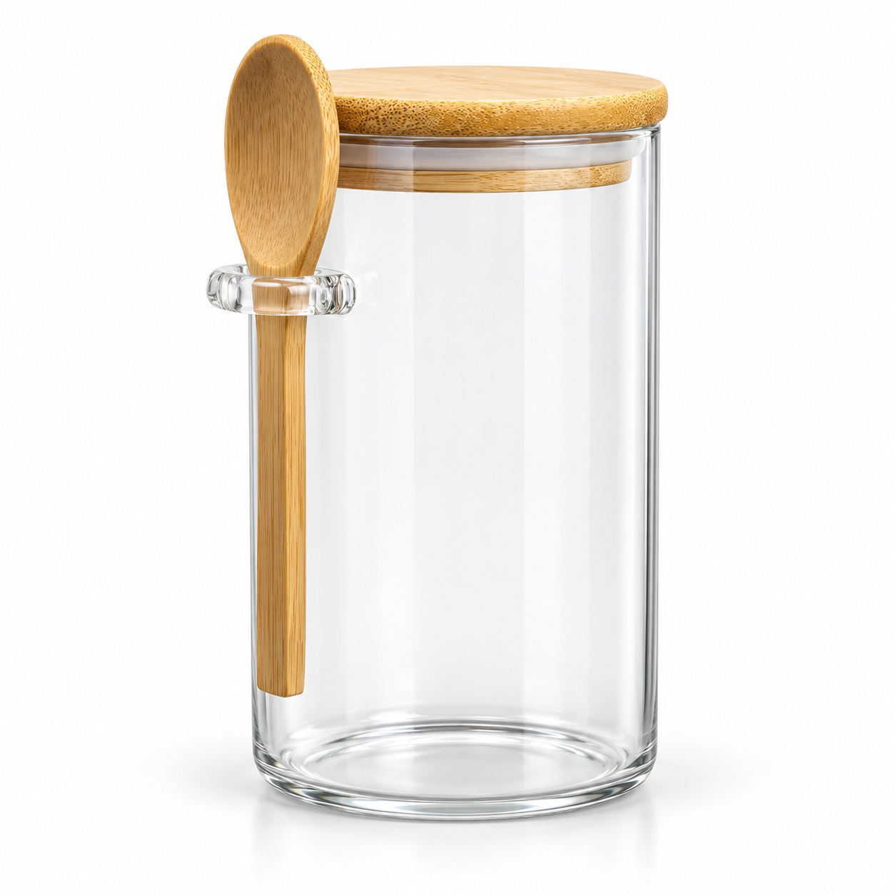 Glass Storage Jar with Bamboo Lid & Spoon