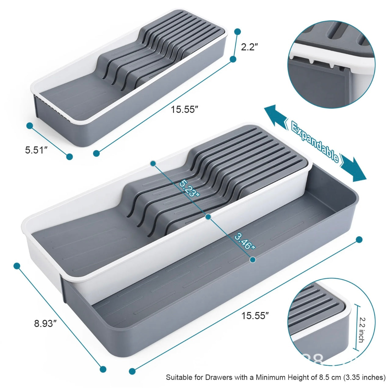 Expandable Knife Drawer Organizer Tray image 6