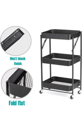 Collapsible 3 Tier Metal Cart image 2