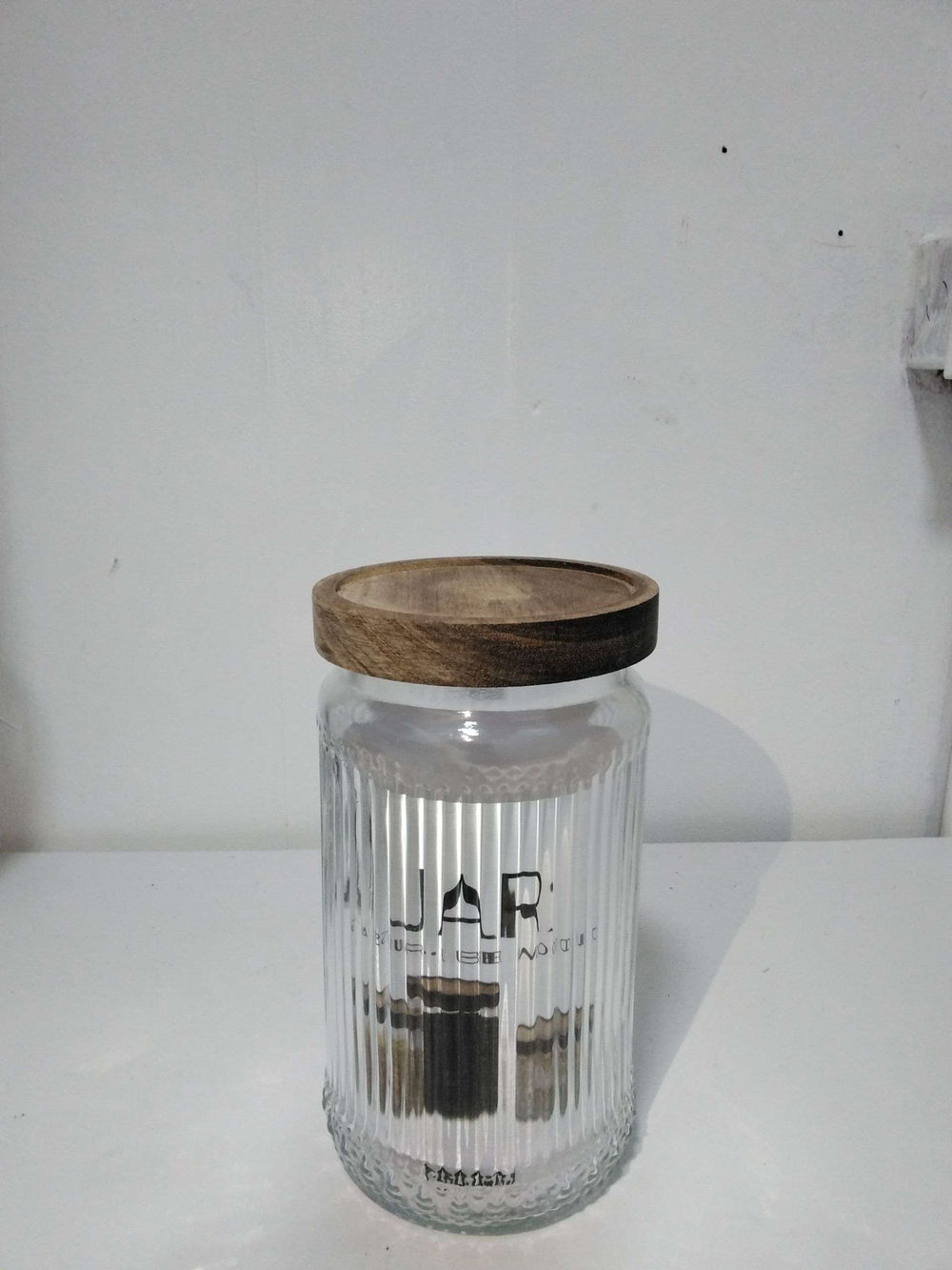 Ribbed Glass Storage Jar with Wooden Covers image 5
