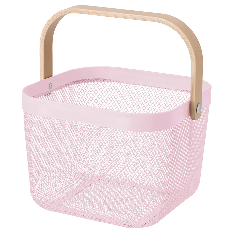Metal Basket with Wood Finish Handle - Small, Black image