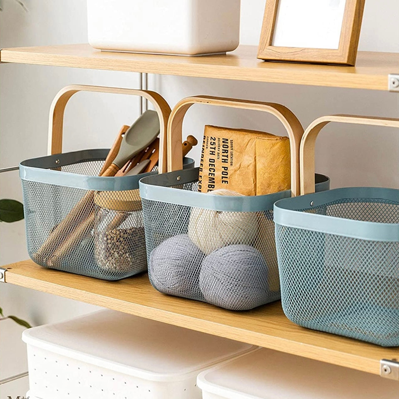 Metal Basket with Wood Finish Handle image 4