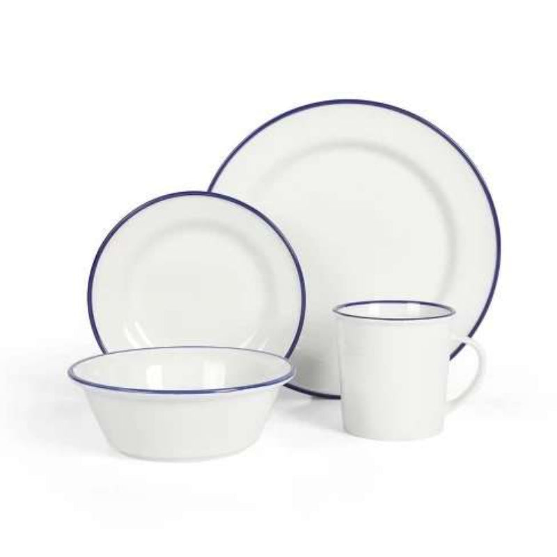 Martha Stewart Cliffield 16pc Dinnerware Set White with Blue Rim image 0