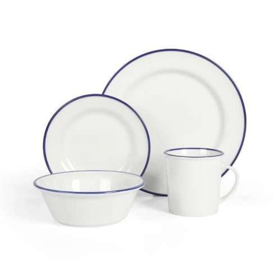 Martha Stewart Cliffield 16pc Dinnerware Set White with Blue Rim image 0