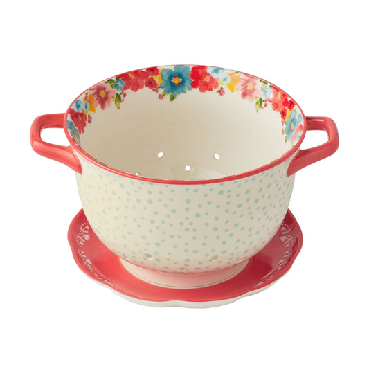 PIONEER WOMAN COLANDER W/DRIP PLATE - Red image