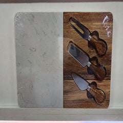 Danny Home Marble Acacia Wood Splicing Plate Set image 0