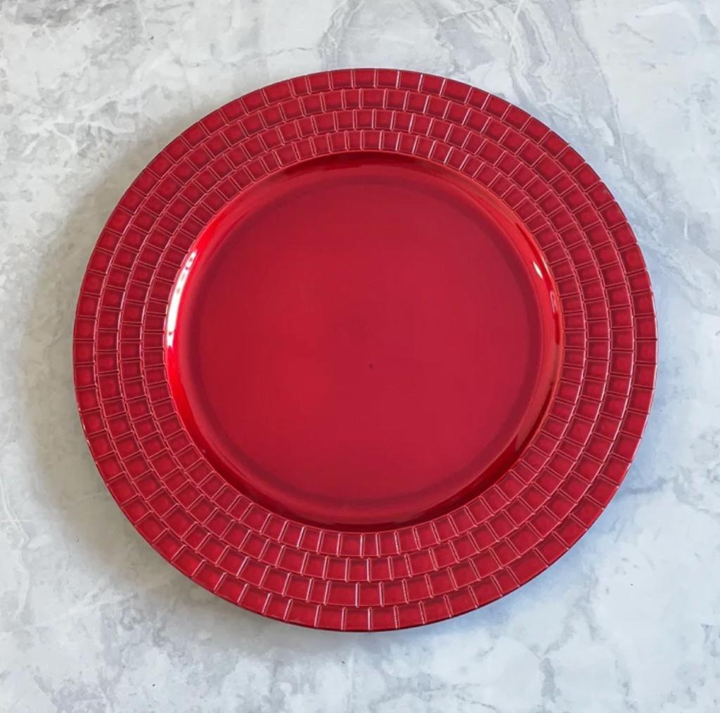 Charger Plates - Red Cube Rim image