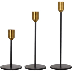 3 Piece Candle Stand - Black and Gold image
