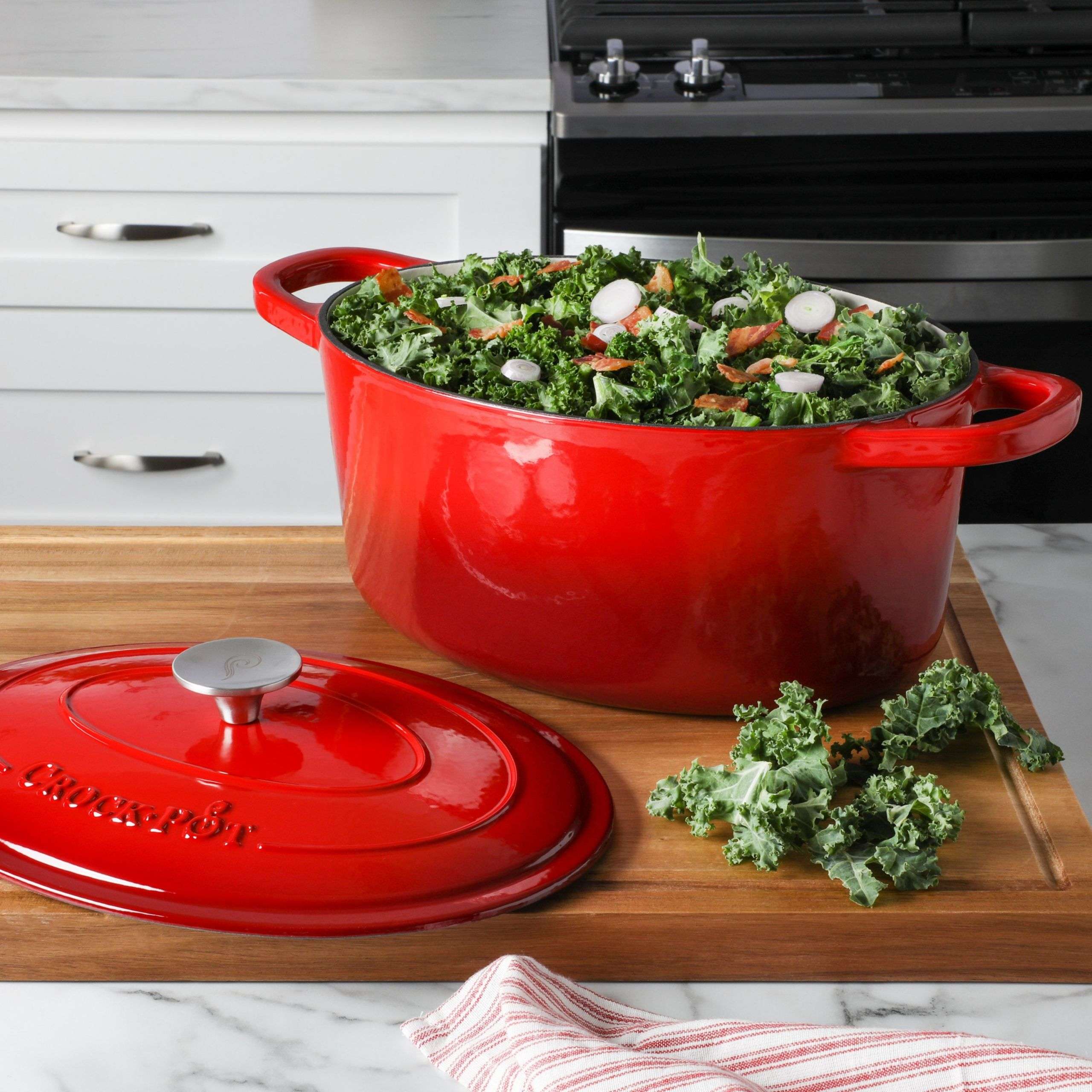 CROCKPOT ARTISAN 7QT CAST IRON OVAL DUTCH OVEN - Red image
