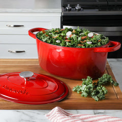CROCKPOT ARTISAN 7QT CAST IRON OVAL DUTCH OVEN - Red image