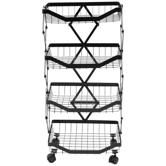 4 Tier Collapsible Wire Rack Storage Cart image 1