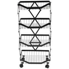 4 Tier Collapsible Wire Rack Storage Cart image 1