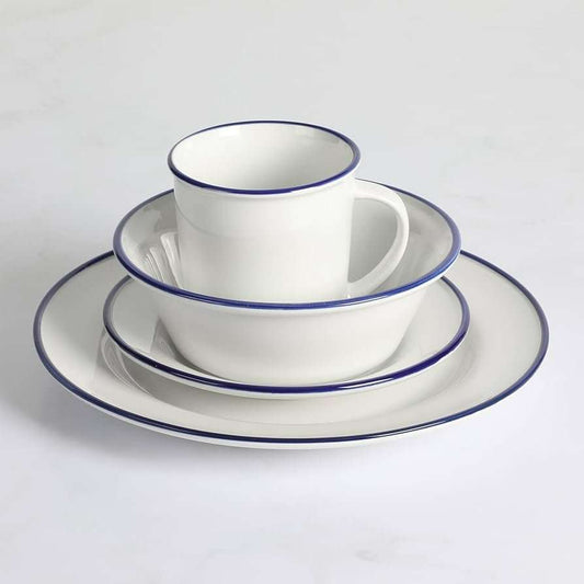 Martha Stewart Cliffield 16pc Dinnerware Set White with Blue Rim image 1