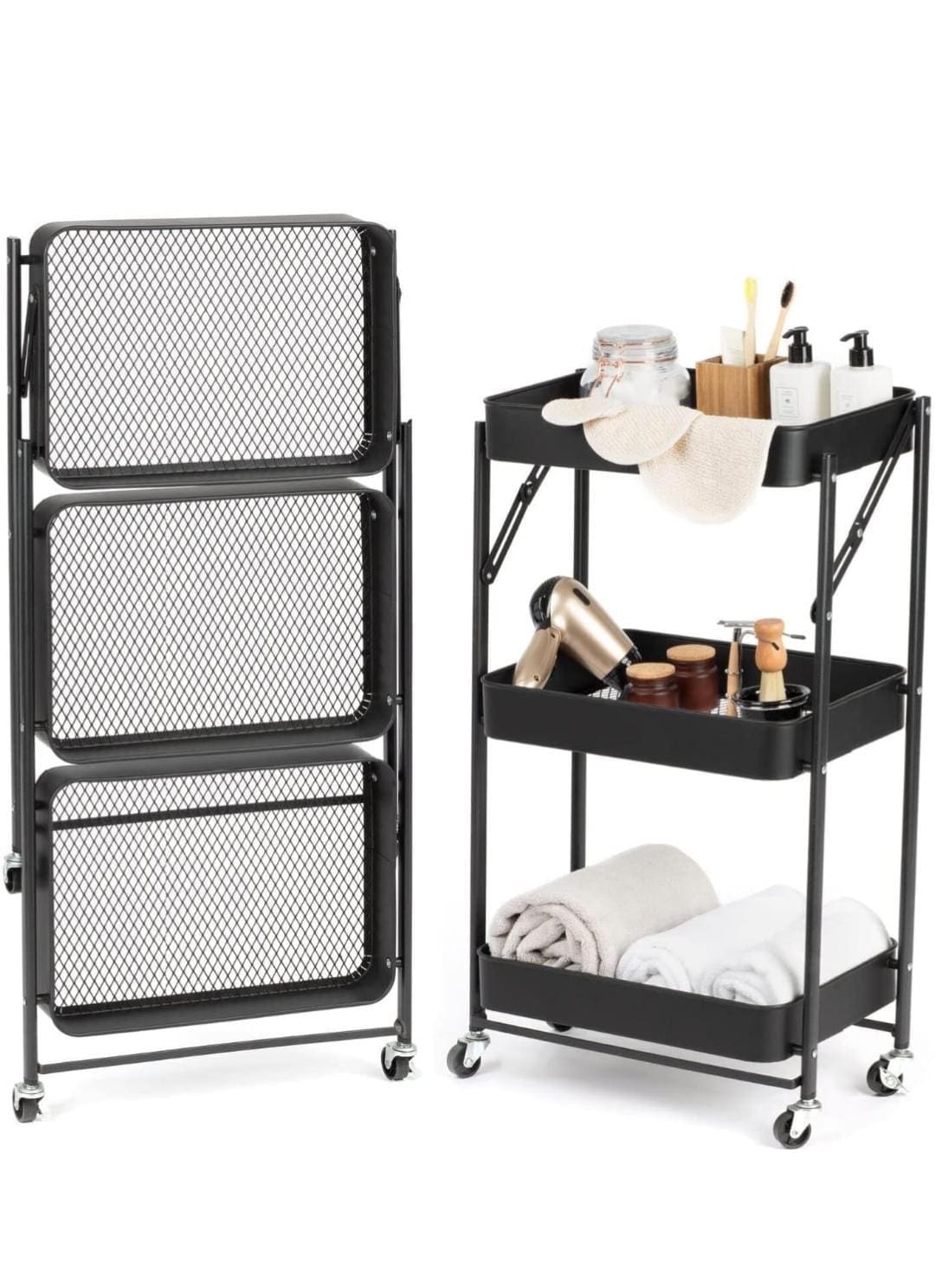 Collapsible 3 Tier Metal Cart image 5