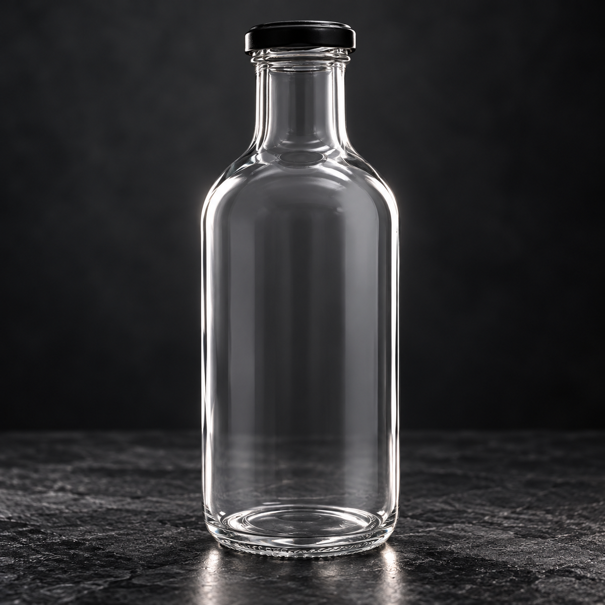 Signature Stout Glass Bottle with Black Twist-Off Cap