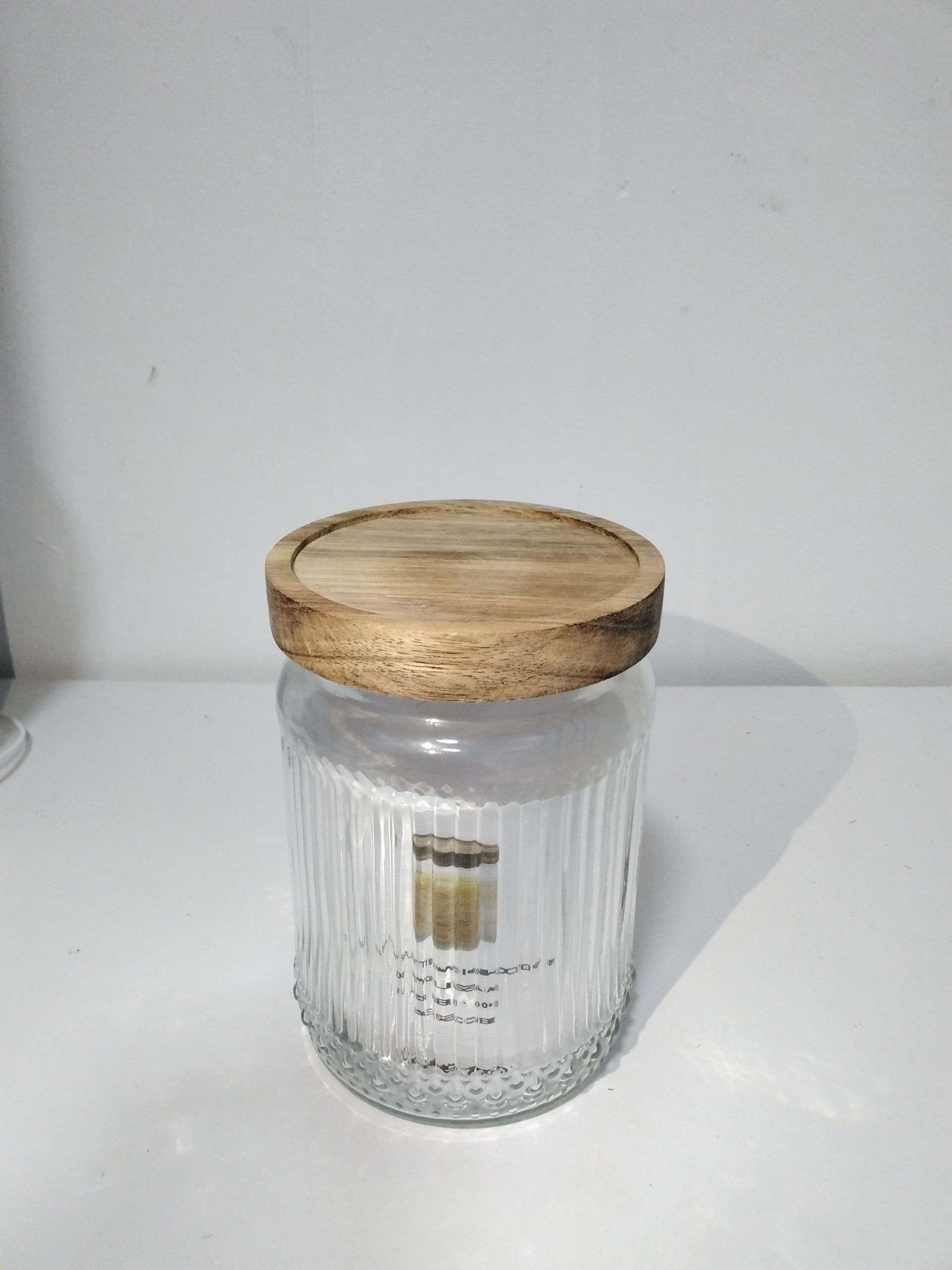 Ribbed Glass Storage Jar with Wooden Covers image 6