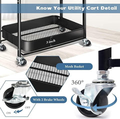 Collapsible 3 Tier Metal Cart image 3