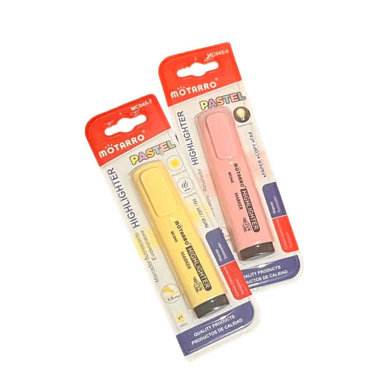 Two Motarro highlighters in packaging on a white background