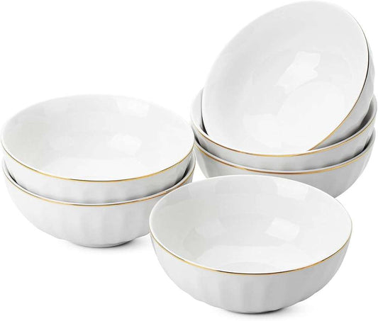 Scalloped Dessert Bowl with Gold Rim image 1