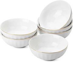 Scalloped Dessert Bowl with Gold Rim image 1