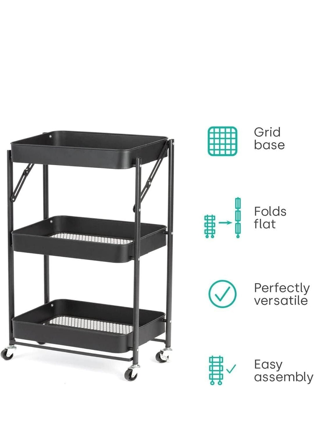 Collapsible 3 Tier Metal Cart image 4