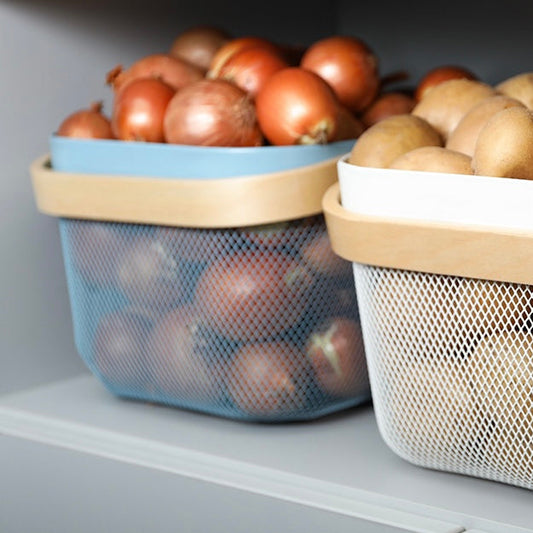 Metal Basket with Wood Finish Handle image 1