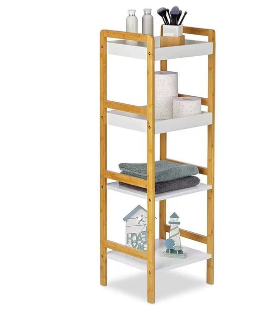 4 Tier White Wooden Shelf