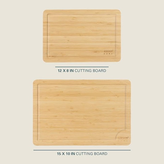 Gibson 2 Piece Bamboo Cutting Board Set 15" and 12