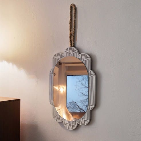 Scalloped Wood Framed Mirror