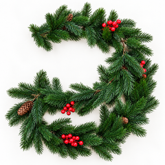 Artificial Fir Garland with Red Berries and Pine Cones
76"