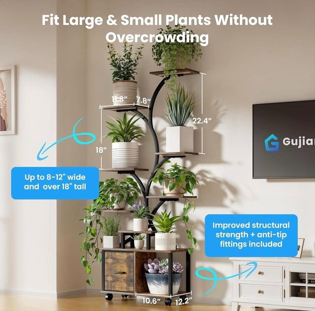 Indoor 9 Tier Plant Stand with Grow Light