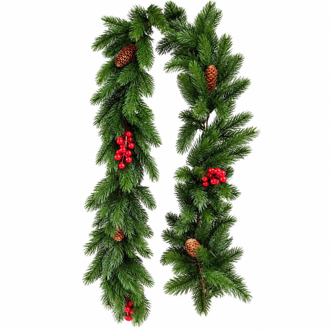 Artificial Fir Garland with Red Berries and Pine Cones
76"
