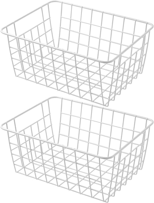 White Metal Storage Basket