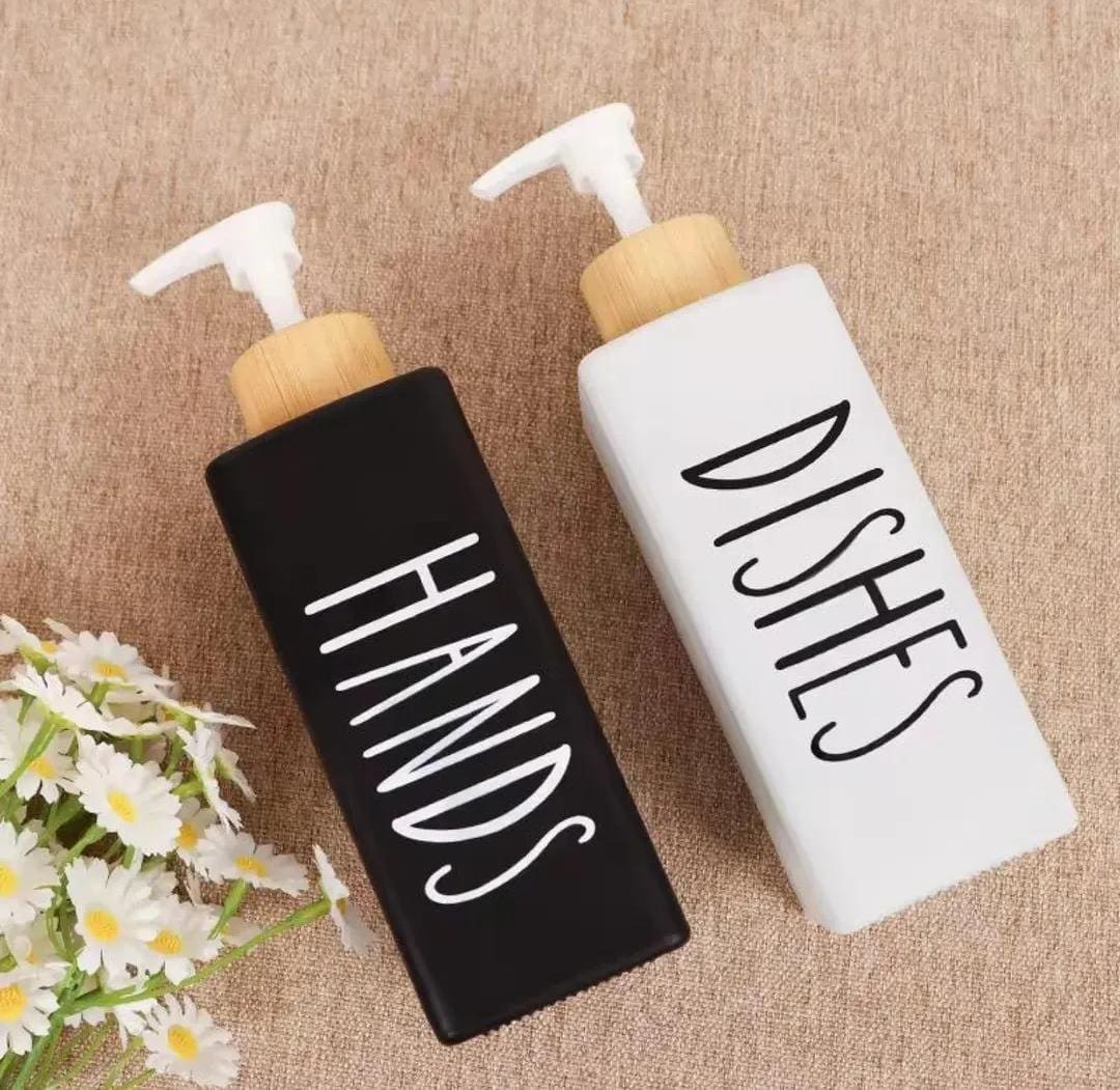 Black and White Dish and Hand Soap Bottle