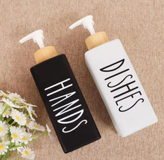 Black and White Dish and Hand Soap Bottle