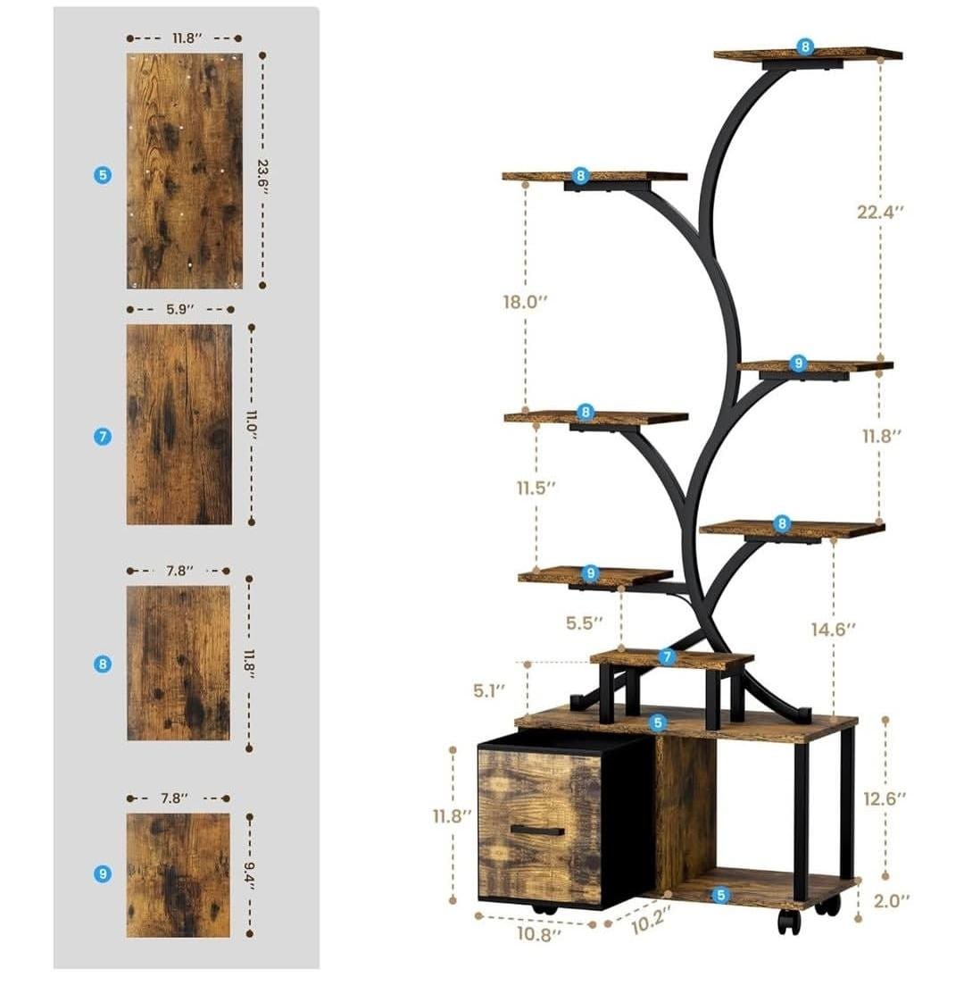 Indoor 9 Tier Plant Stand with Grow Light