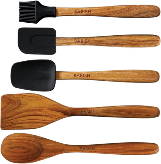 Babish 5 Piece Wood and Silicone Set