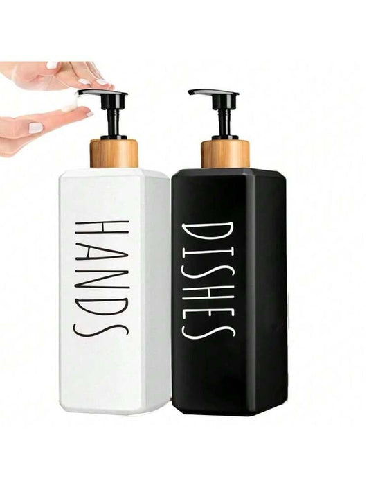 Black and White Dish and Hand Soap Bottle